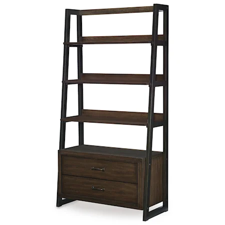 Industrial 3-Tier Bookcase with 2 Drawers